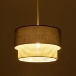 GLOBOSTAR® SISSIE 203-0140 Μοντέρνο Κρεμαστό Φωτιστικό Οροφής με Ντουί 1 x E27 AC 220-240V IP20 - Μαύρο & Μπεζ - Μ30 x Π30 x Υ23cm - Image 3