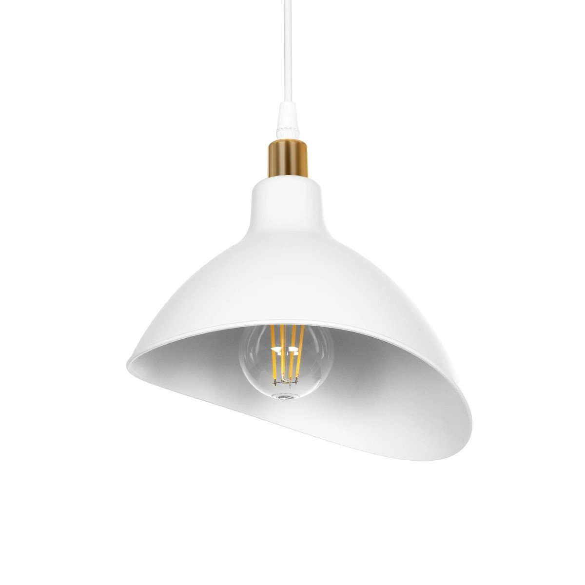 203_0141_0 GLOBOSTAR® RIVE 203-0141 Μοντέρνο Κρεμαστό Φωτιστικό Οροφής με Ντουί 1 x E27 AC 220-240V IP20 - Λευκό & Χρυσό - Μ22 x Π20 x Υ22cm - Image 1