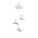 GLOBOSTAR® RIVE 203-0142 Μοντέρνο Κρεμαστό Φωτιστικό Οροφής με Ντουί 3 x E27 AC 220-240V IP20 - Λευκό & Χρυσό - Μ40 x Π40 x Υ65cm