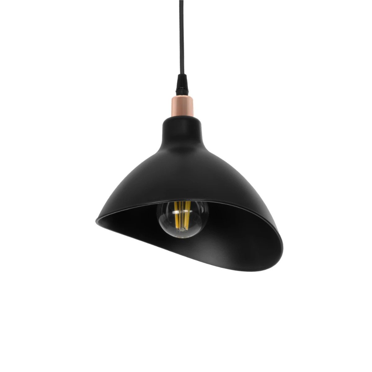 203_0143_0 GLOBOSTAR® RIVE 203-0143 Μοντέρνο Κρεμαστό Φωτιστικό Οροφής με Ντουί 1 x E27 AC 220-240V IP20 - Μάυρο & Χαλκινο - Μ22 x Π20 x Υ22cm - Image 1