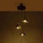 GLOBOSTAR® RIVE 203-0144 Μοντέρνο Κρεμαστό Φωτιστικό Οροφής με Ντουί 3 x E27 AC 220-240V IP20 - Μάυρο & Χάλκινο - Μ40 x Π40 x Υ65cm - Image 3