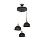 GLOBOSTAR® ΗUT 203-0146 Μοντέρνο Κρεμαστό Φωτιστικό Οροφής με Ντουί 3 x E27 AC 220-240V IP20 - Μάυρο & Χάλκινο - Μ40 x Π40 x Υ40cm