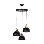 GLOBOSTAR® ΗUT 203-0146 Μοντέρνο Κρεμαστό Φωτιστικό Οροφής με Ντουί 3 x E27 AC 220-240V IP20 - Μάυρο & Χάλκινο - Μ40 x Π40 x Υ40cm - Image 4