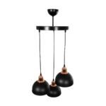 GLOBOSTAR® ΗUT 203-0146 Μοντέρνο Κρεμαστό Φωτιστικό Οροφής με Ντουί 3 x E27 AC 220-240V IP20 - Μάυρο & Χάλκινο - Μ40 x Π40 x Υ40cm - Image 6