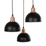 GLOBOSTAR® ΗUT 203-0146 Μοντέρνο Κρεμαστό Φωτιστικό Οροφής με Ντουί 3 x E27 AC 220-240V IP20 - Μάυρο & Χάλκινο - Μ40 x Π40 x Υ40cm - Image 7