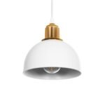 GLOBOSTAR® ΗUT 203-0147 Μοντέρνο Κρεμαστό Φωτιστικό Οροφής με Ντουί 1 x E27 AC 220-240V IP20 - Λευκό & Χρυσό - Μ18 x Π18 x Υ18cm