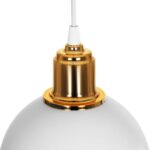 GLOBOSTAR® ΗUT 203-0147 Μοντέρνο Κρεμαστό Φωτιστικό Οροφής με Ντουί 1 x E27 AC 220-240V IP20 - Λευκό & Χρυσό - Μ18 x Π18 x Υ18cm - Image 8