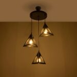 GLOBOSTAR® TRIANGLE 203-0160 Μοντέρνο Κρεμαστό Φωτιστικό Οροφής με Ντουί 3 x E27 AC 220-240V IP20 - Μάυρο - Μ67 x Π67 x Υ50cm - Image 3