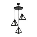 GLOBOSTAR® TRIANGLE 203-0160 Μοντέρνο Κρεμαστό Φωτιστικό Οροφής με Ντουί 3 x E27 AC 220-240V IP20 - Μάυρο - Μ67 x Π67 x Υ50cm - Image 4