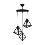 GLOBOSTAR® TRIANGLE 203-0160 Μοντέρνο Κρεμαστό Φωτιστικό Οροφής με Ντουί 3 x E27 AC 220-240V IP20 - Μάυρο - Μ67 x Π67 x Υ50cm - Image 6