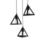 GLOBOSTAR® TRIANGLE 203-0160 Μοντέρνο Κρεμαστό Φωτιστικό Οροφής με Ντουί 3 x E27 AC 220-240V IP20 - Μάυρο - Μ67 x Π67 x Υ50cm - Image 7