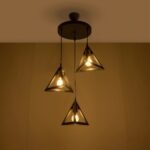 GLOBOSTAR® TRIANGLE 203-0162 Μοντέρνο Κρεμαστό Φωτιστικό Οροφής με Ντουί 3 x E27 AC 220-240V IP20 - Μάυρο & Χάλκινο - Μ67 x Π67 x Υ50cm - Image 3