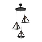 GLOBOSTAR® TRIANGLE 203-0162 Μοντέρνο Κρεμαστό Φωτιστικό Οροφής με Ντουί 3 x E27 AC 220-240V IP20 - Μάυρο & Χάλκινο - Μ67 x Π67 x Υ50cm - Image 4