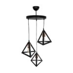 GLOBOSTAR® TRIANGLE 203-0162 Μοντέρνο Κρεμαστό Φωτιστικό Οροφής με Ντουί 3 x E27 AC 220-240V IP20 - Μάυρο & Χάλκινο - Μ67 x Π67 x Υ50cm - Image 6
