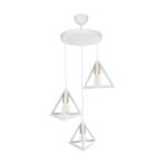 GLOBOSTAR® TRIANGLE 203-0166 Μοντέρνο Κρεμαστό Φωτιστικό Οροφής με Ντουί 3 x E27 AC 220-240V IP20 - Λευκό & Χρυσό - Μ67 x Π67 x Υ50cm - Image 4