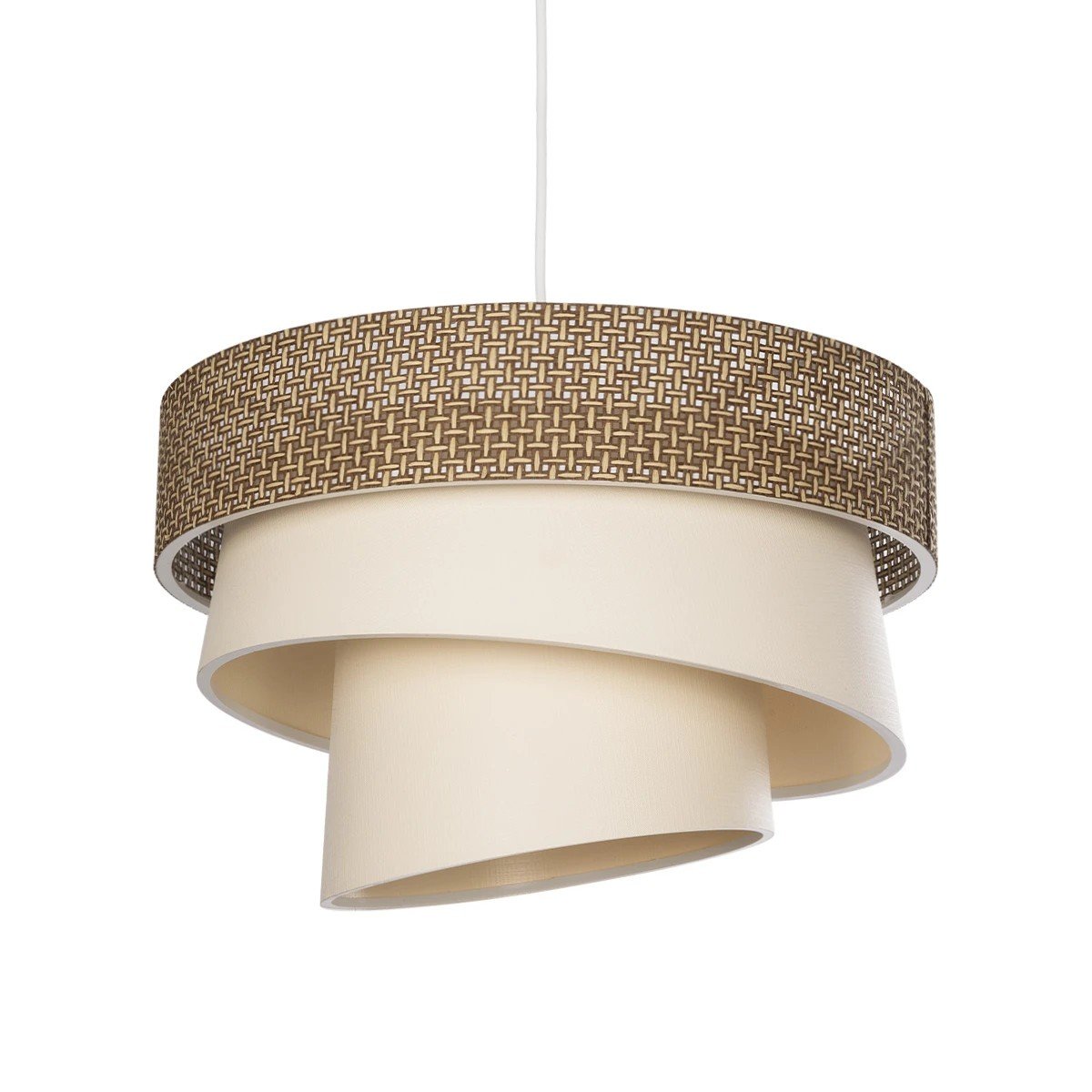 203_0169_0 GLOBOSTAR® SIERA 203-0169 Μοντέρνο Κρεμαστό Φωτιστικό Οροφής με Ντουί 1 x E27 AC 220-240V IP20 - Καφέ & Μπεζ - Μ38 x Π38 x Υ26cm - Image 1