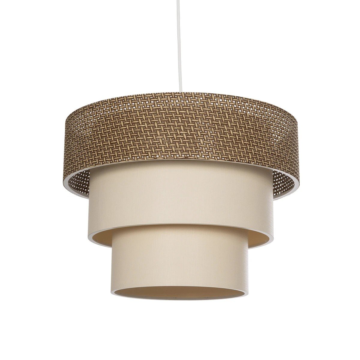 203_0172_0 GLOBOSTAR® LEVEL 203-0172 Μοντέρνο Κρεμαστό Φωτιστικό Οροφής με Ντουί 1 x E27 AC 220-240V IP20 - Καφέ & Μπεζ - Μ38 x Π38 x Υ30cm - Image 1