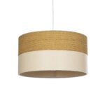 GLOBOSTAR® LIVA 203-0173 Μοντέρνο Κρεμαστό Φωτιστικό Οροφής με Ντουί 1 x E27 AC 220-240V IP20 - Καφέ & Μπεζ - Μ38 x Π38 x Υ20cm