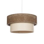 GLOBOSTAR® LIVA 203-0175 Μοντέρνο Κρεμαστό Φωτιστικό Οροφής με Ντουί 1 x E27 AC 220-240V IP20 - Καφέ & Μπεζ - Μ38 x Π38 x Υ30cm