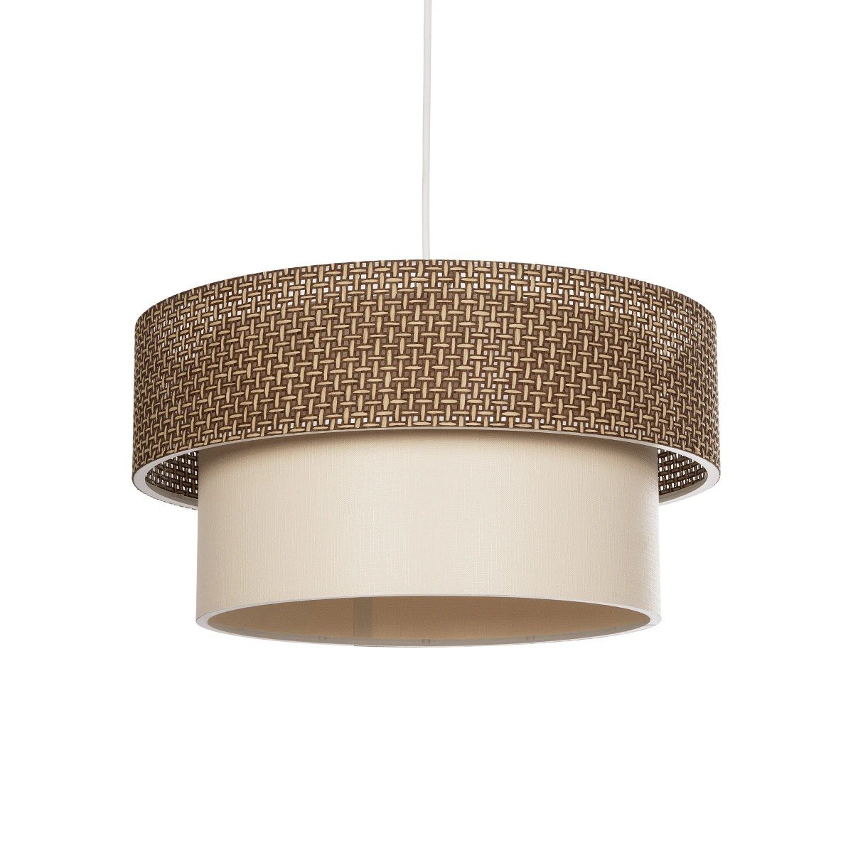 203_0175_0 GLOBOSTAR® LIVA 203-0175 Μοντέρνο Κρεμαστό Φωτιστικό Οροφής με Ντουί 1 x E27 AC 220-240V IP20 - Καφέ & Μπεζ - Μ38 x Π38 x Υ30cm - Image 1