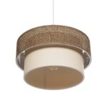 GLOBOSTAR® LIVA 203-0175 Μοντέρνο Κρεμαστό Φωτιστικό Οροφής με Ντουί 1 x E27 AC 220-240V IP20 - Καφέ & Μπεζ - Μ38 x Π38 x Υ30cm - Image 6