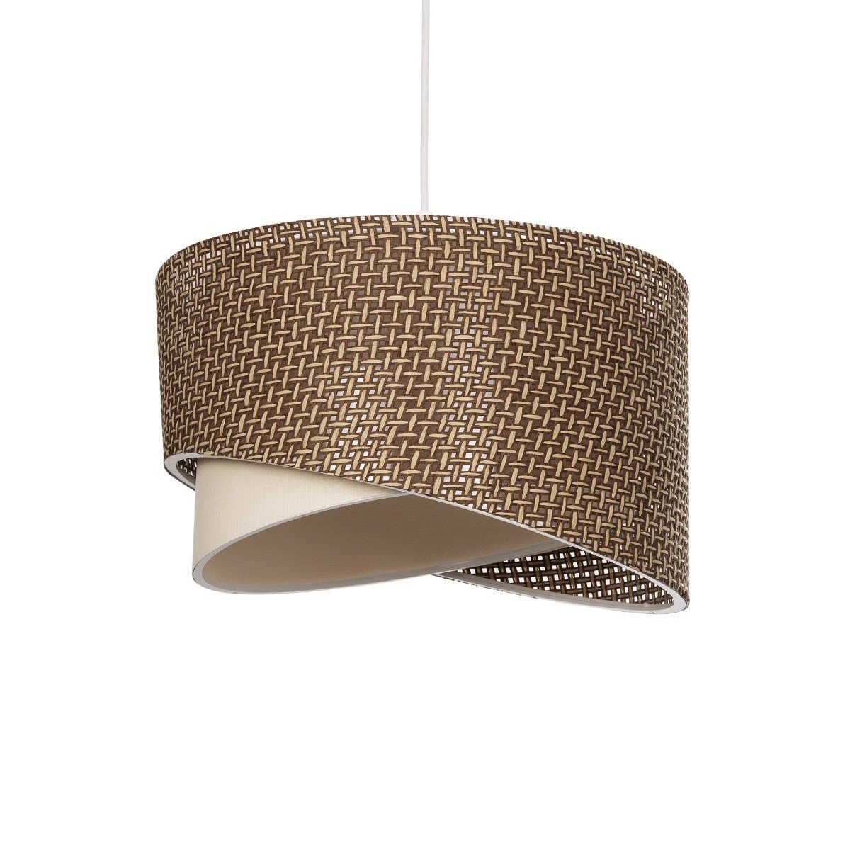 203_0177_0 GLOBOSTAR® LILI 203-0177 Μοντέρνο Κρεμαστό Φωτιστικό Οροφής με Ντουί 1 x E27 AC 220-240V IP20 - Καφέ & Μπεζ - Μ30 x Π30 x Υ22cm - Image 1