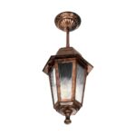 GLOBOSTAR® VITRO 203-0194 Vintage Φωτιστικό Οροφής με Ντουί 1 x E27 AC 220-240V IP44 - Χάλκινο - Μ17 x Π17 x Υ28cm - Image 5