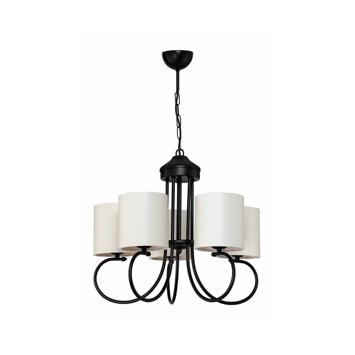 203_0253_0 GLOBOSTAR® TRITON 203-0253 Vintage Κρεμαστό Φωτιστικό Οροφής με Ντουί 5 x E27 AC 220-240V IP20 - Μαύρο & Μπεζ - Μ50 x Π50 x Υ48cm - Image 1