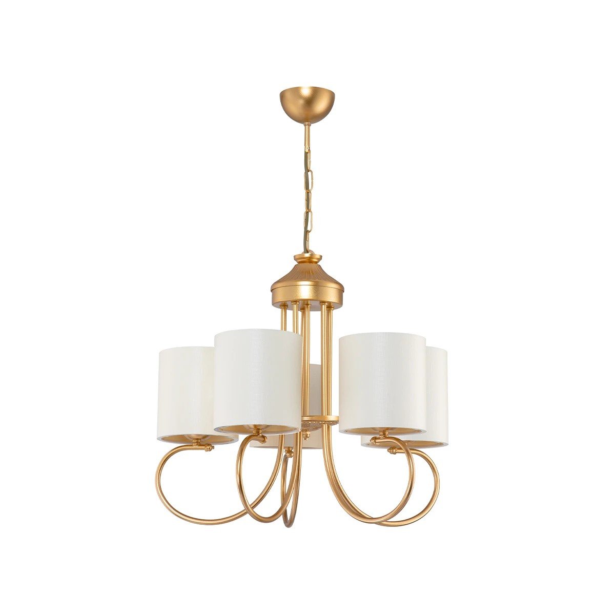 203_0254_0 GLOBOSTAR® TRITON 203-0254 Vintage Κρεμαστό Φωτιστικό Οροφής με Ντουί 5 x E27 AC 220-240V IP20 - Χρυσό & Μπεζ - Μ50 x Π50 x Υ48cm - Image 1