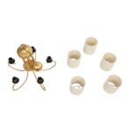 GLOBOSTAR® TRITON 203-0254 Vintage Κρεμαστό Φωτιστικό Οροφής με Ντουί 5 x E27 AC 220-240V IP20 - Χρυσό & Μπεζ - Μ50 x Π50 x Υ48cm - Image 12