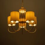 GLOBOSTAR® TRITON 203-0254 Vintage Κρεμαστό Φωτιστικό Οροφής με Ντουί 5 x E27 AC 220-240V IP20 - Χρυσό & Μπεζ - Μ50 x Π50 x Υ48cm - Image 3