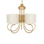 GLOBOSTAR® TRITON 203-0254 Vintage Κρεμαστό Φωτιστικό Οροφής με Ντουί 5 x E27 AC 220-240V IP20 - Χρυσό & Μπεζ - Μ50 x Π50 x Υ48cm - Image 5