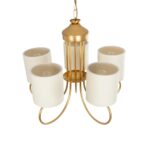 GLOBOSTAR® TRITON 203-0254 Vintage Κρεμαστό Φωτιστικό Οροφής με Ντουί 5 x E27 AC 220-240V IP20 - Χρυσό & Μπεζ - Μ50 x Π50 x Υ48cm - Image 7