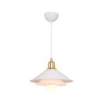 GLOBOSTAR® FERRO 203-0268 Μοντέρνο Κρεμαστό Φωτιστικό Οροφής με Ντουί 1 x E27 AC 220-240V IP20 - Λευκό & Χρυσό - Μ30 x Π30 x Υ19cm - Image 3