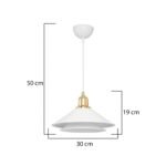 GLOBOSTAR® FERRO 203-0268 Μοντέρνο Κρεμαστό Φωτιστικό Οροφής με Ντουί 1 x E27 AC 220-240V IP20 - Λευκό & Χρυσό - Μ30 x Π30 x Υ19cm - Image 4