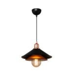 GLOBOSTAR® FERRO 203-0269 Μοντέρνο Κρεμαστό Φωτιστικό Οροφής με Ντουί 1 x E27 AC 220-240V IP20 - Μαύρο & Χάλκινο - Μ30 x Π30 x Υ19cm - Image 3