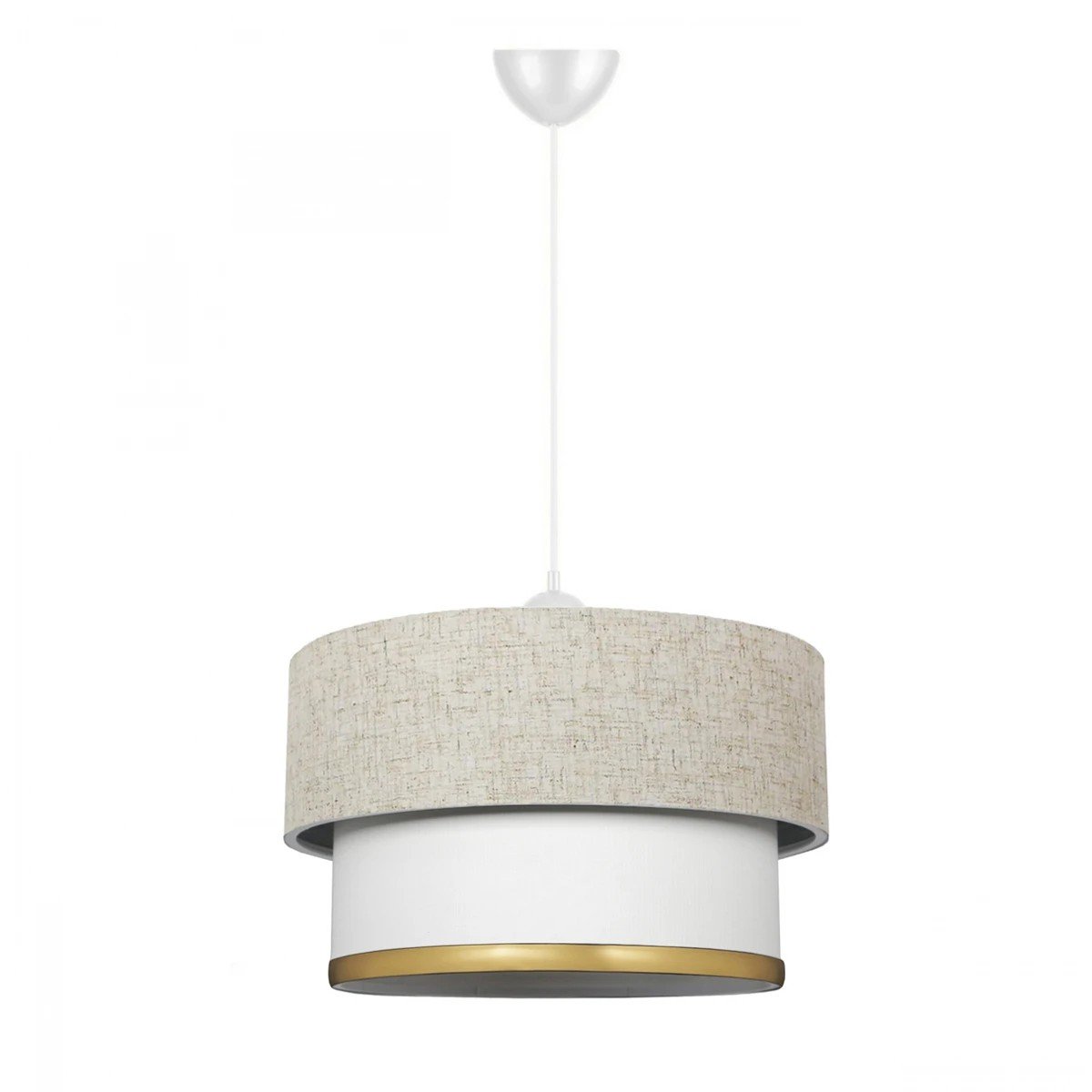 204_0100_0 GLOBOSTAR® FOCUS 204-0100 Μοντέρνο Κρεμαστό Φωτιστικό Οροφής με Ντουί 1 x E27 AC 220-240V IP20 - Λευκό & Μπεζ - Μ30 x Π30 x Υ23cm - Image 1