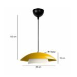 GLOBOSTAR® AURA 204-0118 Μοντέρνο Κρεμαστό Φωτιστικό Οροφής με Ντουί 1 x E27 AC 220-240V IP20 - Κίτρινο & Λευκό - Μ31 x Π31 x Υ27cm - Image 3