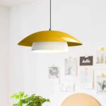 GLOBOSTAR® AURA 204-0118 Μοντέρνο Κρεμαστό Φωτιστικό Οροφής με Ντουί 1 x E27 AC 220-240V IP20 - Κίτρινο & Λευκό - Μ31 x Π31 x Υ27cm - Image 4