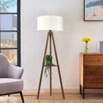 GLOBOSTAR® SHELF 204-0129 Μοντέρνο Επιδαπέδιο Φωτιστικό με Ντουί 1 x E27 AC 220-240V IP20 - Καφέ & Μπεζ - Μ38 x Π38 x Υ135cm - Image 4