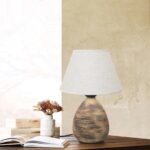 GLOBOSTAR® LISBON 204-0150 Vintage Επιτραπέζιο Φωτιστικό Πορτατίφ με Ντουί 1 x E27 AC 220-240V IP20 - Καφέ & Μπεζ - Μ22 x Π22 x Υ30cm - Image 5