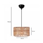 GLOBOSTAR® POMEGRANDE 204-0158 Boho Κρεμαστό Φωτιστικό Οροφής με Ντουί 1 x E27 AC 220-240V IP20 - Μπεζ & Καφέ - Μ30 x Π30 x Υ16cm - Image 3