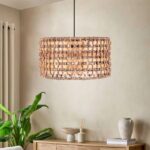 GLOBOSTAR® POMEGRANDE 204-0158 Boho Κρεμαστό Φωτιστικό Οροφής με Ντουί 1 x E27 AC 220-240V IP20 - Μπεζ & Καφέ - Μ30 x Π30 x Υ16cm - Image 4