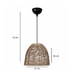 GLOBOSTAR® MEKA 204-0162 Boho Κρεμαστό Φωτιστικό Οροφής με Ντουί 1 x E27 AC 220-240V IP20 - Καφε - Μ31 x Π31 x Υ26cm - Image 3