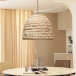 GLOBOSTAR® MEKA 204-0163 Boho Κρεμαστό Φωτιστικό Οροφής με Ντουί 1 x E27 AC 220-240V IP20 - Μπεζ - Μ30 x Π30 x Υ25cm - Image 4