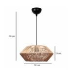 GLOBOSTAR® CASTRO 204-0164 Boho Κρεμαστό Φωτιστικό Οροφής με Ντουί 1 x E27 AC 220-240V IP20 - Μπεζ - Μ32 x Π32 x Υ13cm - Image 3