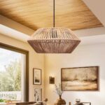 GLOBOSTAR® CASTRO 204-0164 Boho Κρεμαστό Φωτιστικό Οροφής με Ντουί 1 x E27 AC 220-240V IP20 - Μπεζ - Μ32 x Π32 x Υ13cm - Image 4