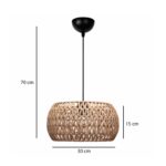 GLOBOSTAR® DARIO 204-0168 Boho Κρεμαστό Φωτιστικό Οροφής με Ντουί 1 x E27 AC 220-240V IP20 - Καφέ - Μ30 x Π30 x Υ15cm - Image 3