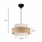 GLOBOSTAR® SOHO 204-0172 Μοντέρνο Κρεμαστό Φωτιστικό Οροφής με Ντουί 1 x E27 AC 220-240V IP20 - Καφέ & Μπεζ - Μ30 x Π30 x Υ20cm - Image 3