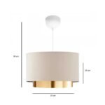 GLOBOSTAR® BASIL 204-0173 Μοντέρνο Κρεμαστό Φωτιστικό Οροφής με Ντουί 1 x E27 AC 220-240V IP20 - Μπεζ & Χρυσό - Μ30 x Π30 x Υ20cm - Image 3